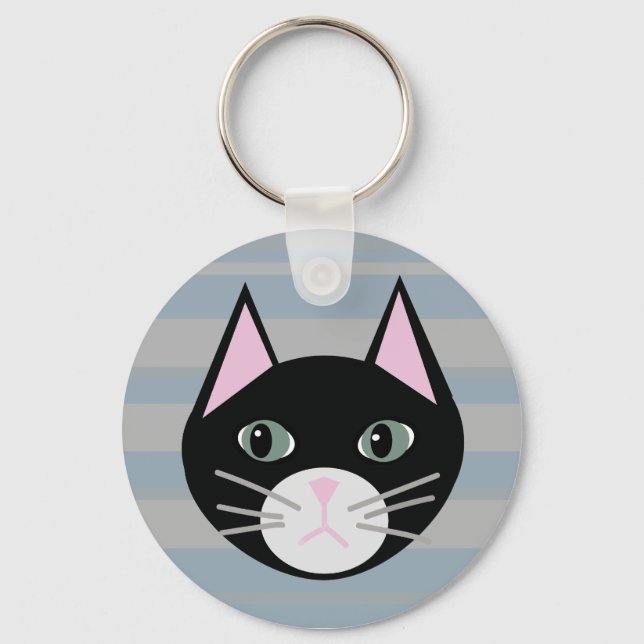 Black Cat, Stripes Keychain (Front)