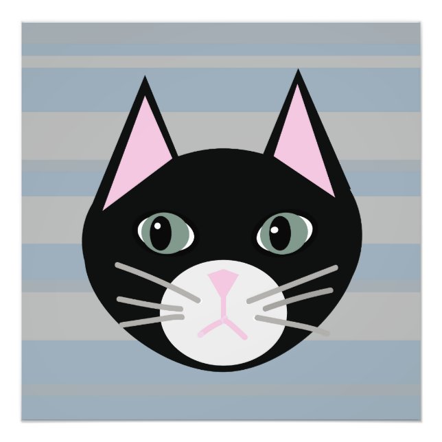 Black Cat, Stripes Photo Print (Front)