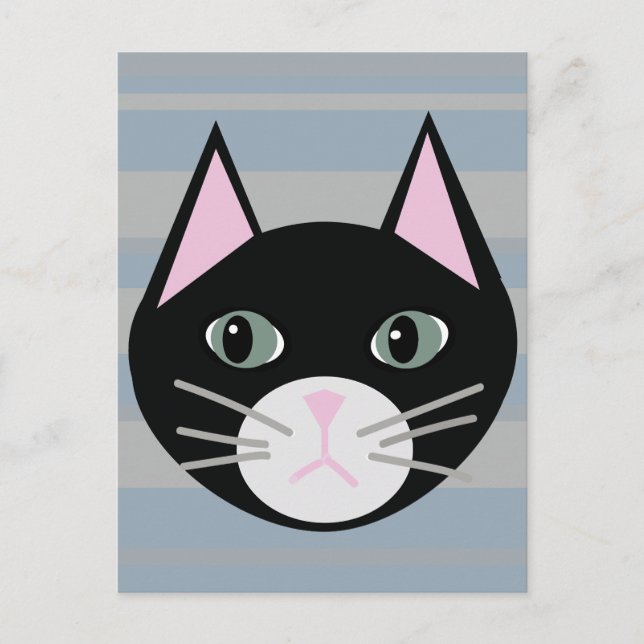 Black Cat, Stripes Postcard (Front)