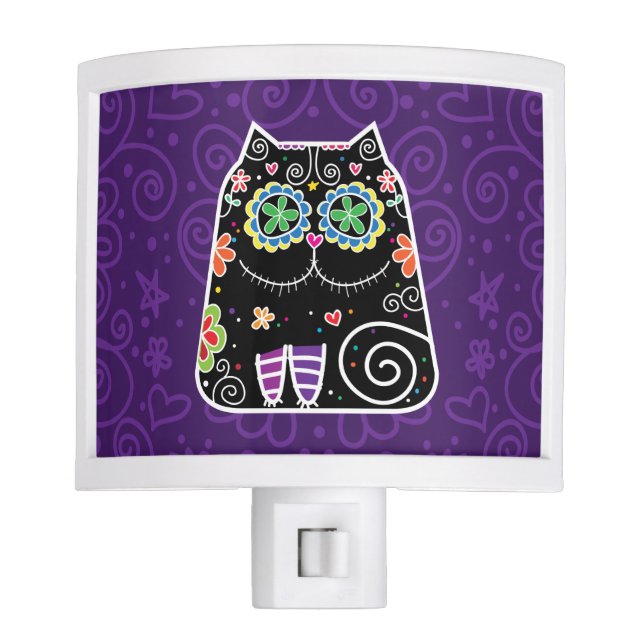 Black Cat Sugar Skull Night Light (Front)