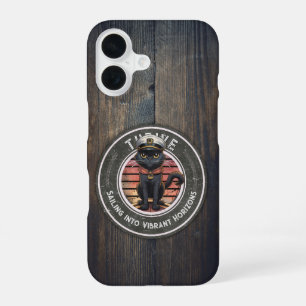 Black Cat Sunset: A Voyage to THRIVE iPhone 16 Case