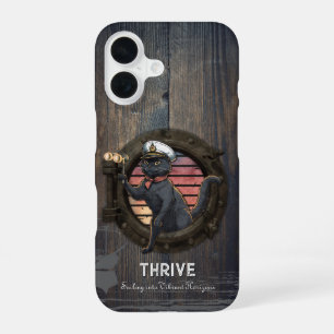 Black Cat Sunset: A Voyage to THRIVE iPhone 16 Case