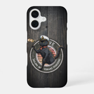 Black Cat Sunset: A Voyage to THRIVE iPhone 16 Case