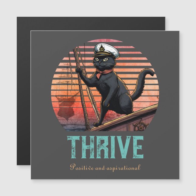 Black Cat Sunset: A Voyage to THRIVE Magnetic Card (Front/Back)