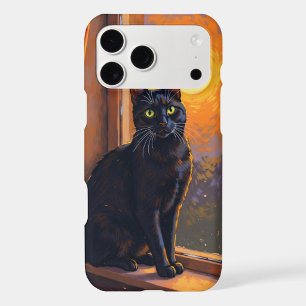 Black Cat Sunset Glow iPhone Case