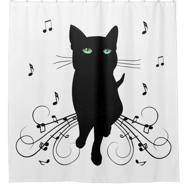 Black Cat Surrounded by Whispering Notes of Music (Front)