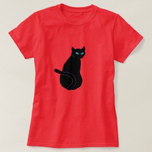 Black Cat T-Shirt with Blue Eyes