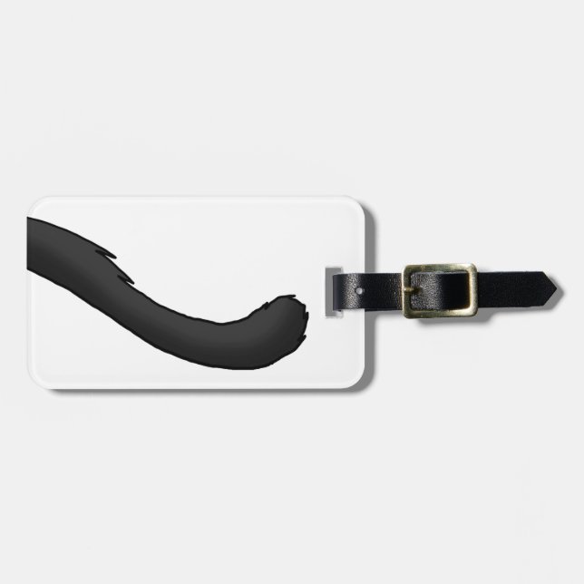 Black Cat Tail Luggage Tag (Front Horizontal)