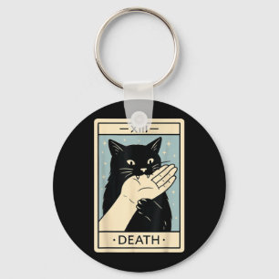 Black Cat Tarot Card Shirt Funny Witchy Halloween Keychain