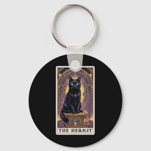 Black Cat Tarot Card The Hermit Halloween Childles Keychain