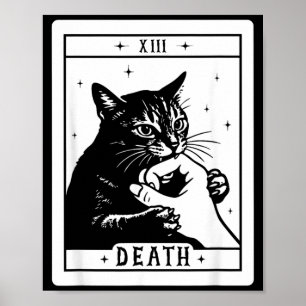 Black Cat Tarot Death Halloween Kitten Cat Mom Cat Poster