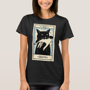 Black Cat Tarot Death Halloween Witchy Cat Lover T-Shirt