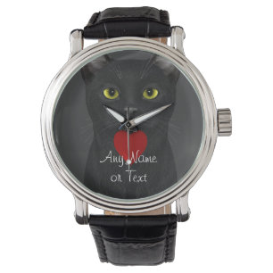 Black Cat - Text Personalizable Watch