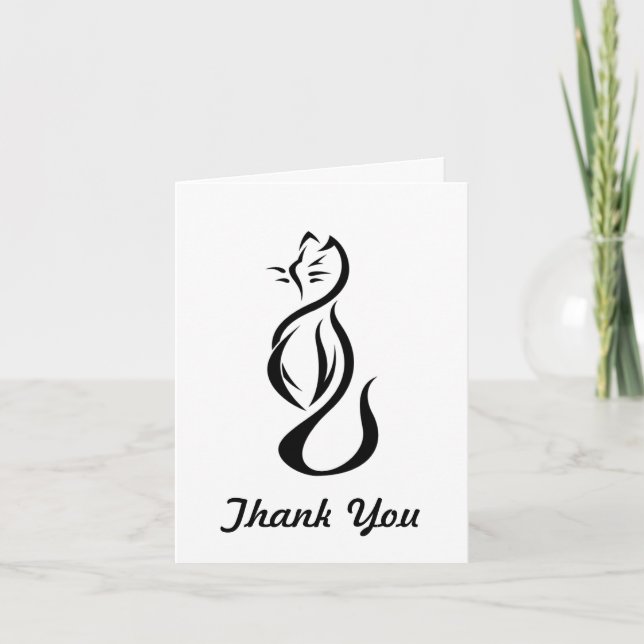 Black cat Thank You Note Card (Front)