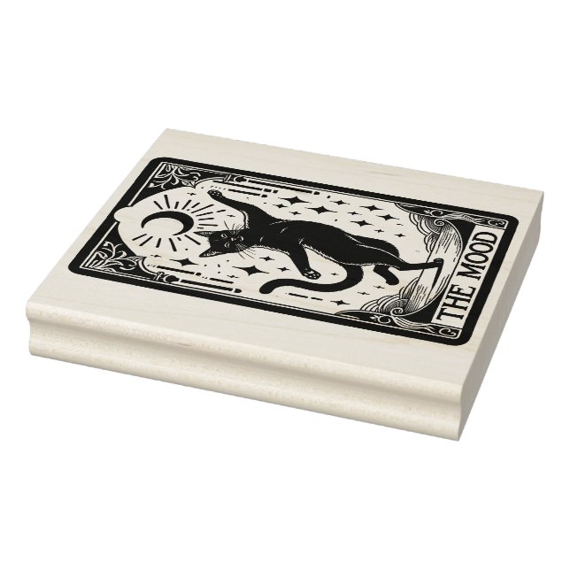 Black Cat The Mood Tarot Card Rubber Stamp (Stamp)