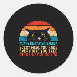 Black Cat Themed Every Snack You Make Retro Peekin Classic Round Sticker