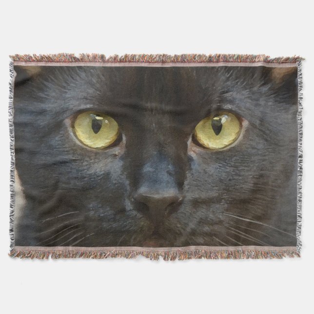Black cat throw blanket (Front)