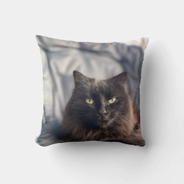 Black Cat Throw Pillow (Front)
