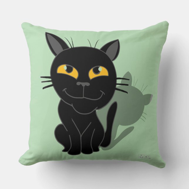Black Cat Throw Pillow (Front)
