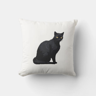 Black cat throw pillow