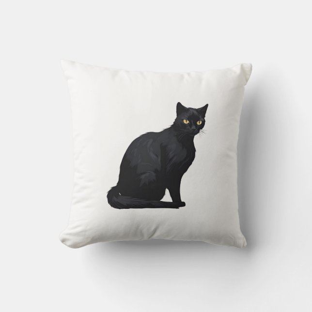 Black cat throw pillow (Front)