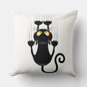 Black cat throw pillow