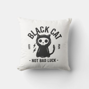 Black cat throw pillow