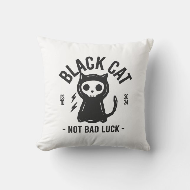 Black cat throw pillow (Front)