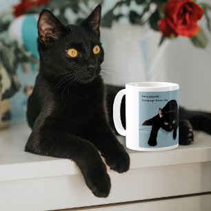 Black Cat Tired Blue Sarcastic Funny Coffee Mug