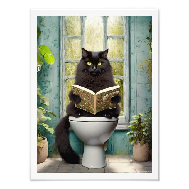 Black Cat Toilet Photo Print (Front)