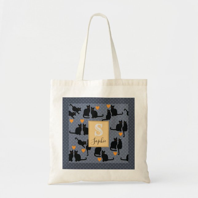 Black Cat Tote Bag (Front)