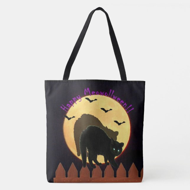 Black Cat Tote Bag (Front)