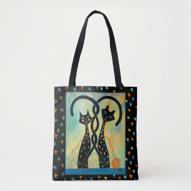 Black Cat Tote Bag (Front)