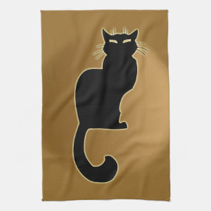Black Cat Towel Black Cat Art Tea Towels Cat Decor
