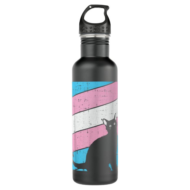 Black Cat Trans-gender Pride Kitten Lover LGBT-Q P 710 Ml Water Bottle (Front)