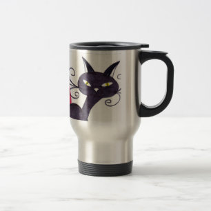 Black cat travel mug