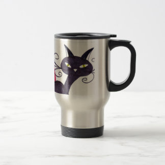 Black cat travel mug