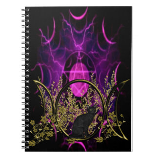 Black Cat Triple Moon Symbol Notebook