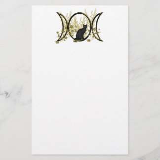 Black Cat Triple Moon Symbol Stationery