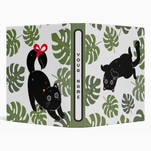 Black Cat Tropical Leaves Plant Lover Binder