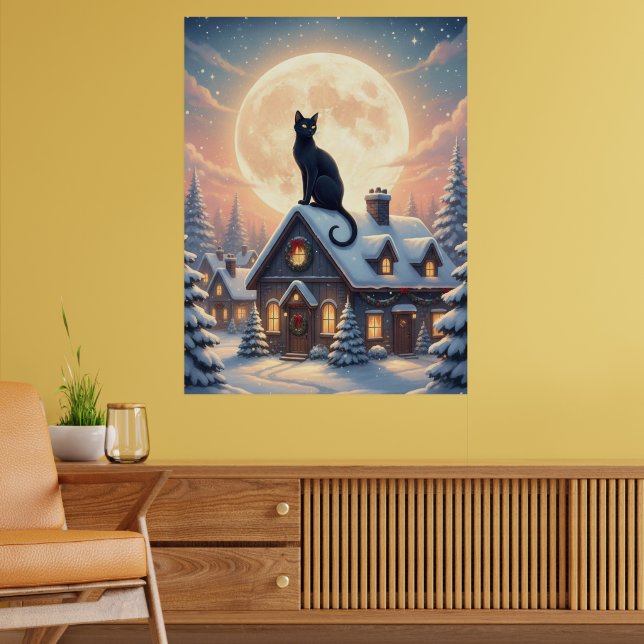  Black Cat Under full Moon Poster (Living Room 2)