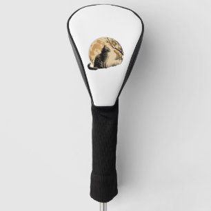 black cat under moonlight golf head cover