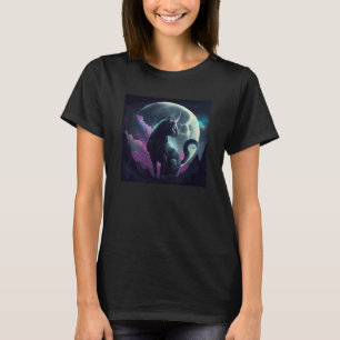 Black Cat Unicorn Moon T-Shirt