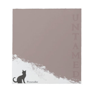 Black Cat Untamed Quote Pink Writing Paper Notepad