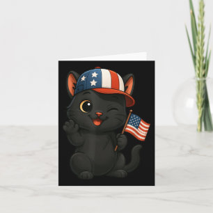 Black Cat Usa Flag 4th July Independence Day Mom D Card