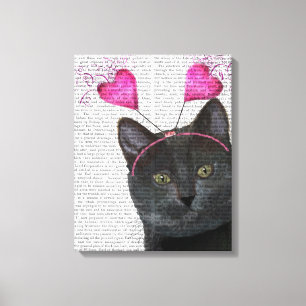 Black Cat Valentines Canvas Print