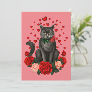 Black Cat Valentines Day Boys Girls Official Teena Invitation