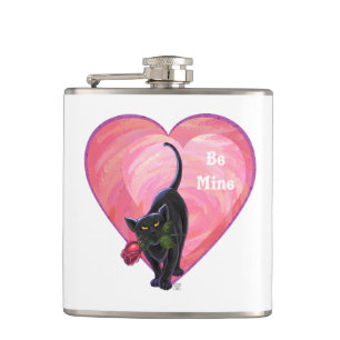 Black Cat Valentine's Day Hip Flask