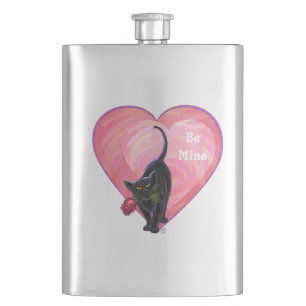 Black Cat Valentine's Day Hip Flask