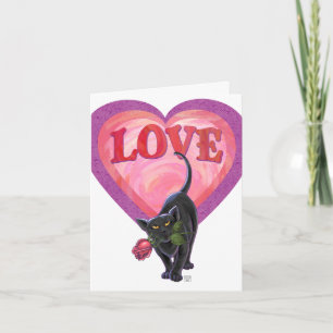 Black Cat Valentine's Day Holiday Card